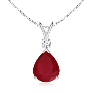 12x10mm AA Ruby Teardrop Pendant with Diamond in P950 Platinum