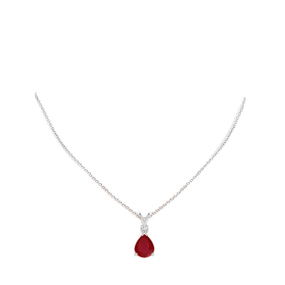 12x10mm AA Ruby Teardrop Pendant with Diamond in S999 Silver pen