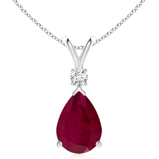 14x10mm A Ruby Teardrop Pendant with Diamond in S999 Silver