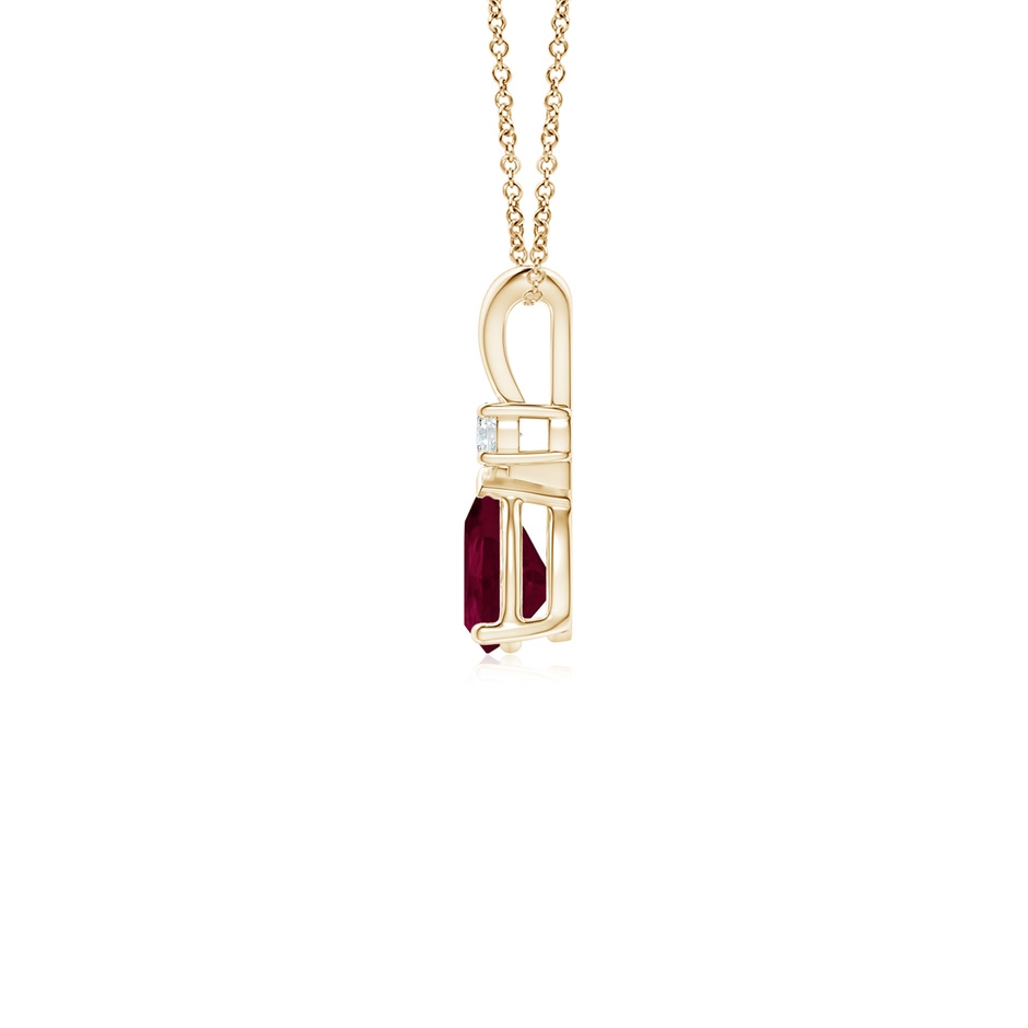 6x4mm A Ruby Teardrop Pendant with Diamond in 10K Yellow Gold side 199