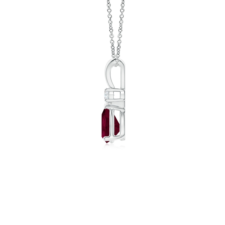 6x4mm A Ruby Teardrop Pendant with Diamond in S999 Silver side 199