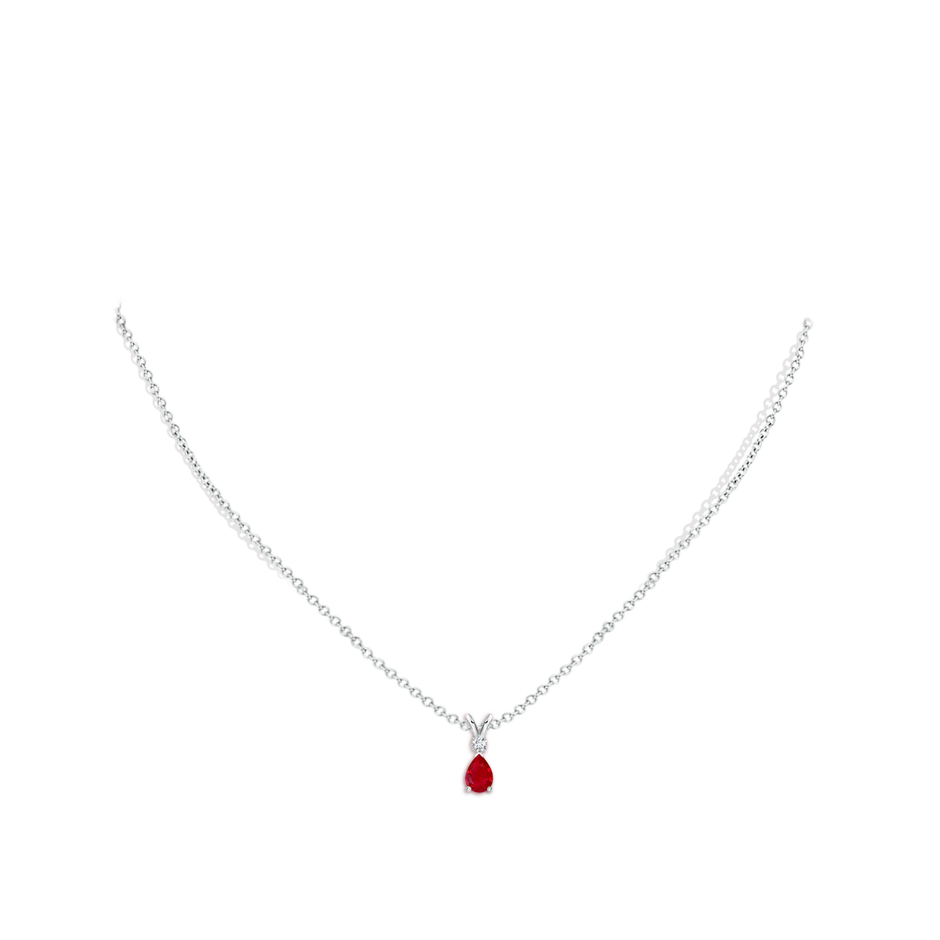Ruby Teardrop Pendant with Diamond