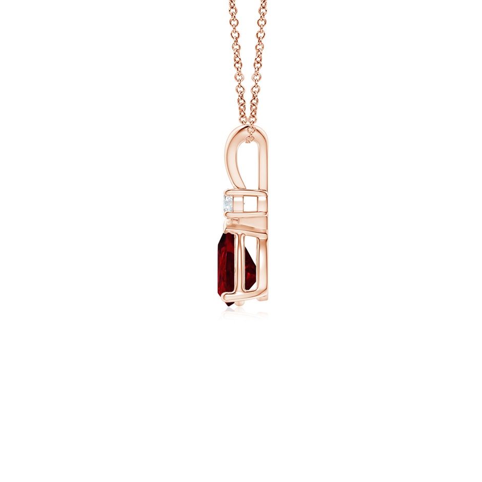 6x4mm AAAA Ruby Teardrop Pendant with Diamond in 9K Rose Gold side 199