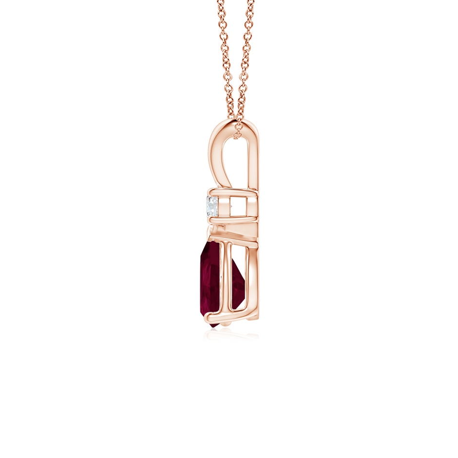 7x5mm A Ruby Teardrop Pendant with Diamond in Rose Gold side 199
