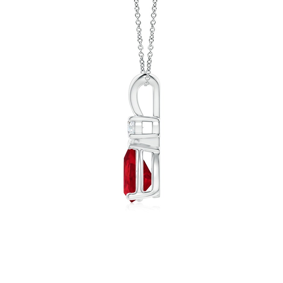 7x5mm AAA Ruby Teardrop Pendant with Diamond in P950 Platinum side 199