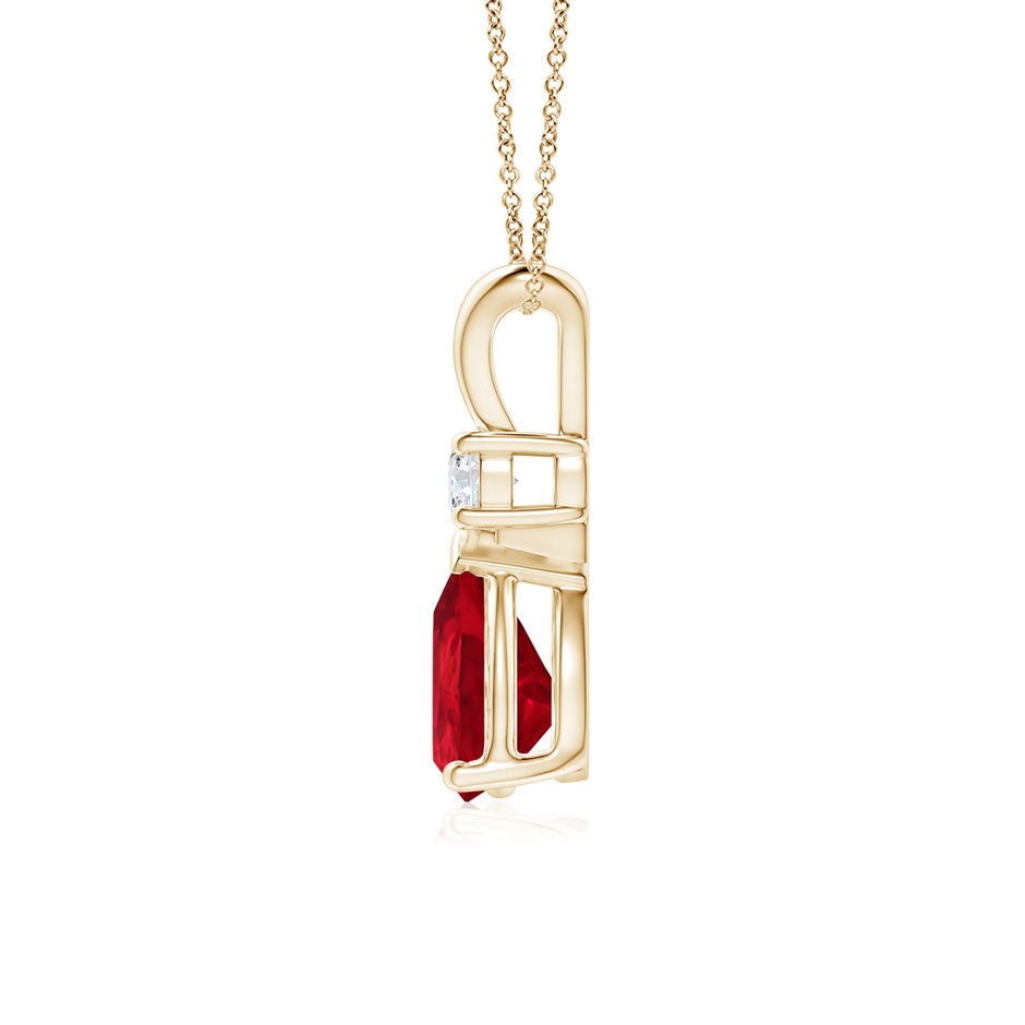 8x6mm AAA Ruby Teardrop Pendant with Diamond in Yellow Gold side 199
