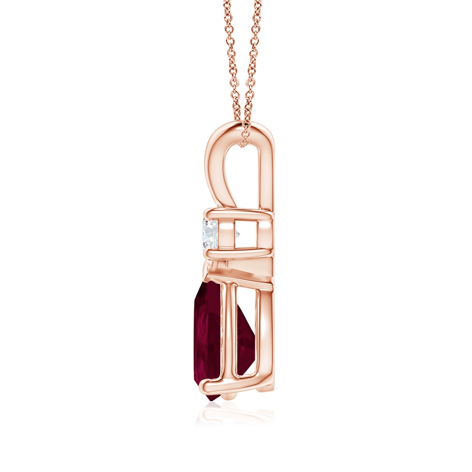 9x6mm A Ruby Teardrop Pendant with Diamond in 18K Rose Gold side 199