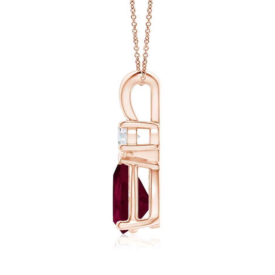 9x6mm A Ruby Teardrop Pendant with Diamond in Rose Gold side 199