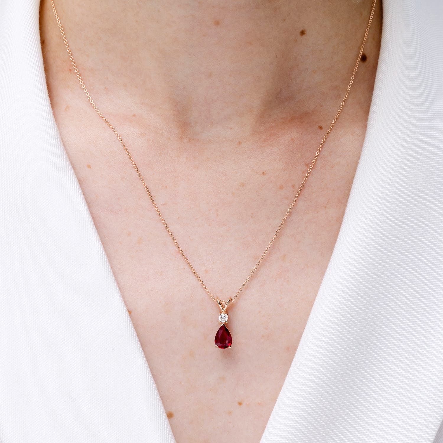 14 Karat Yellow Gold July Birthstone Natural Round Ruby Solitaire Pendant  Necklace - WeilJewelry