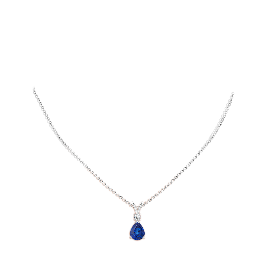 10x8mm AAA Blue Sapphire Teardrop Pendant with Diamond in P950 Platinum pen