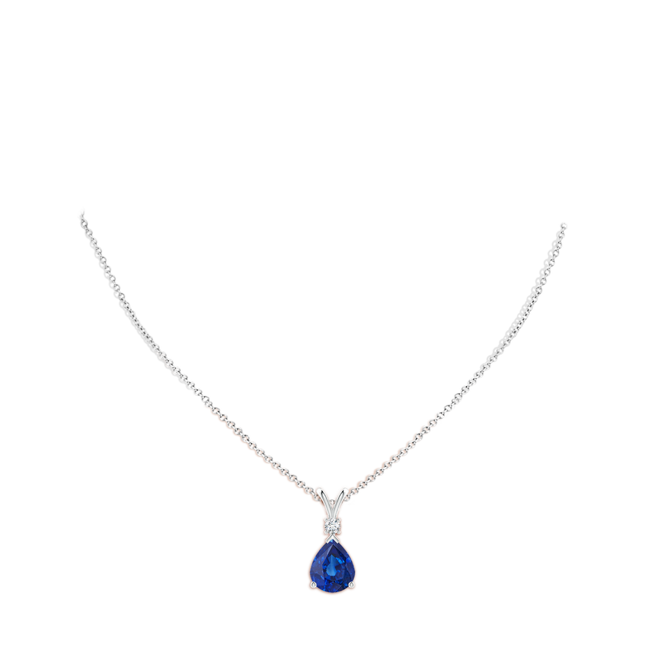 12x10mm AAA Blue Sapphire Teardrop Pendant with Diamond in S999 Silver pen