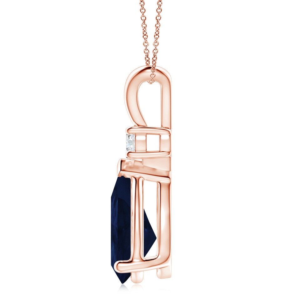 14x10mm A Blue Sapphire Teardrop Pendant with Diamond in 18K Rose Gold side 199
