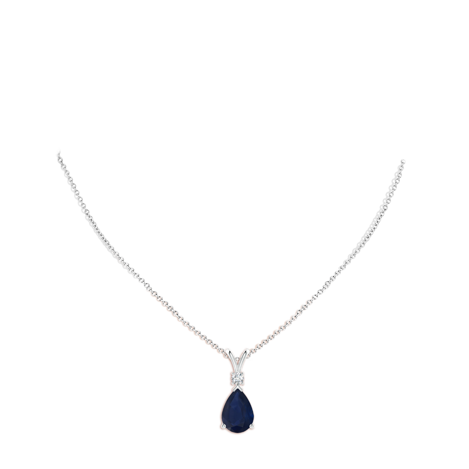 14x10mm A Blue Sapphire Teardrop Pendant with Diamond in P950 Platinum pen
