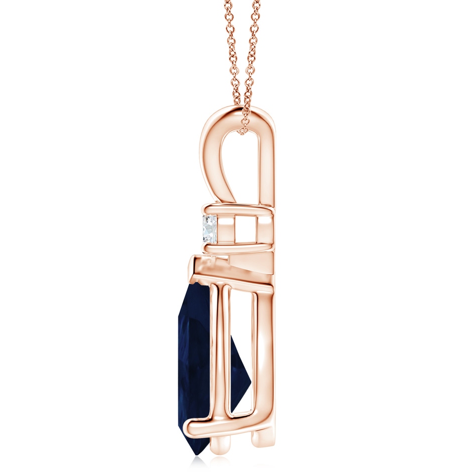 14x10mm A Blue Sapphire Teardrop Pendant with Diamond in Rose Gold side 199
