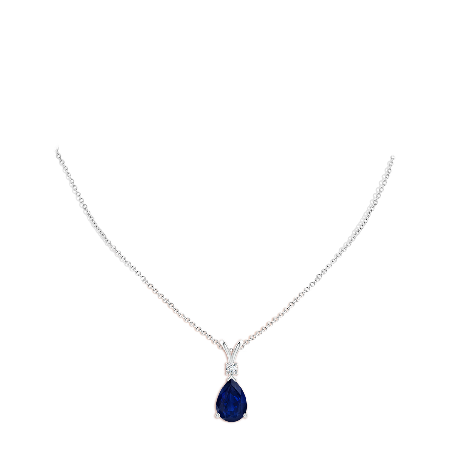 14x10mm AA Blue Sapphire Teardrop Pendant with Diamond in P950 Platinum pen