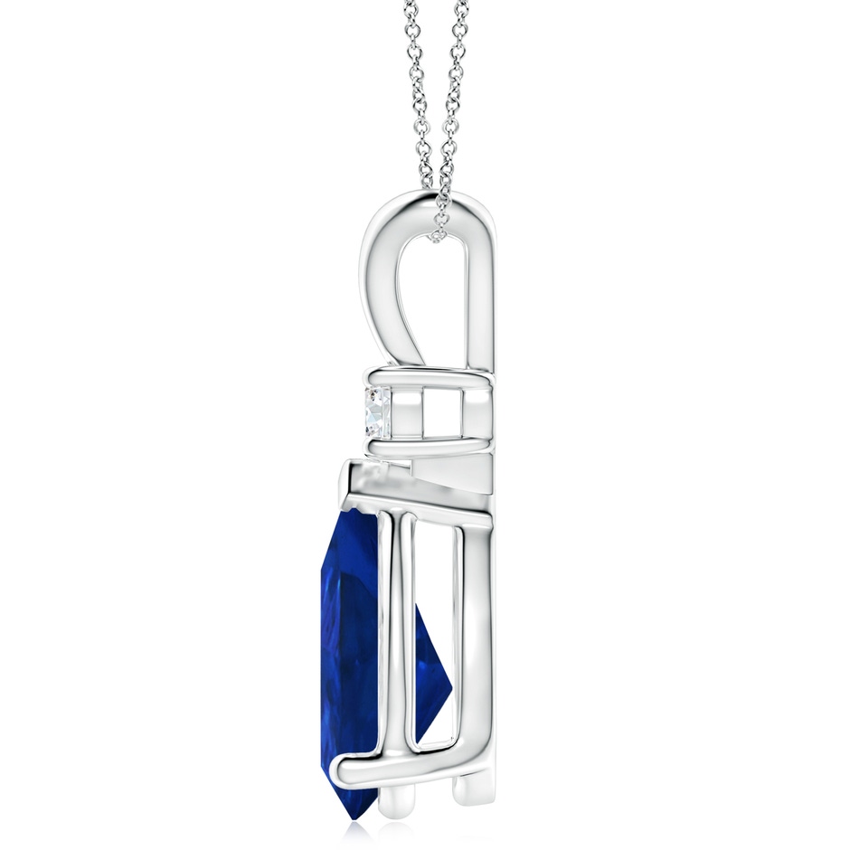 14x10mm AAA Blue Sapphire Teardrop Pendant with Diamond in P950 Platinum side 199