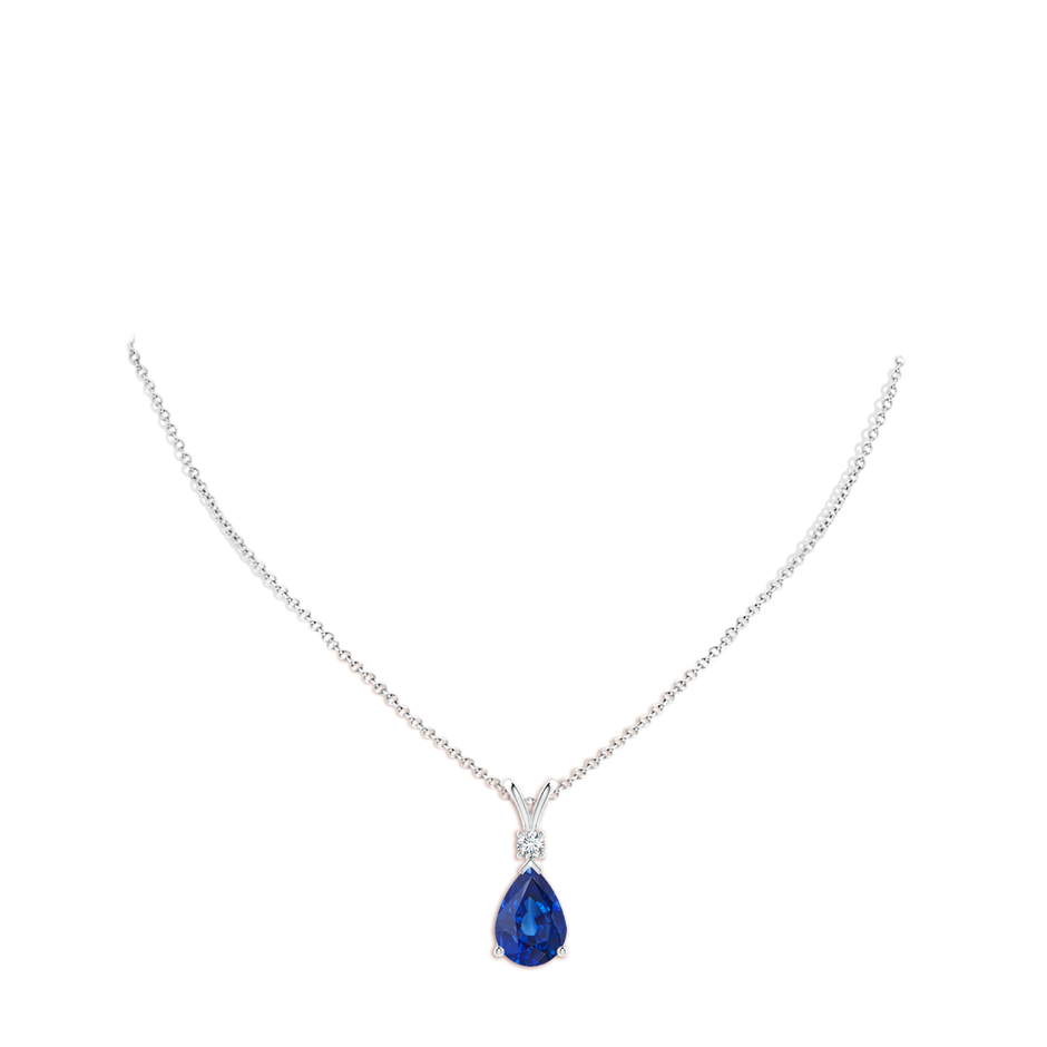 14x10mm AAA Blue Sapphire Teardrop Pendant with Diamond in P950 Platinum pen