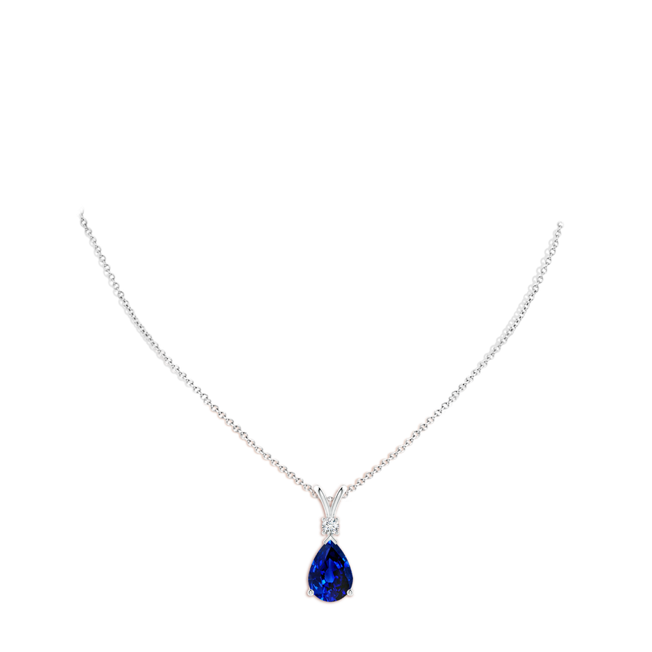 14x10mm AAAA Blue Sapphire Teardrop Pendant with Diamond in S999 Silver pen