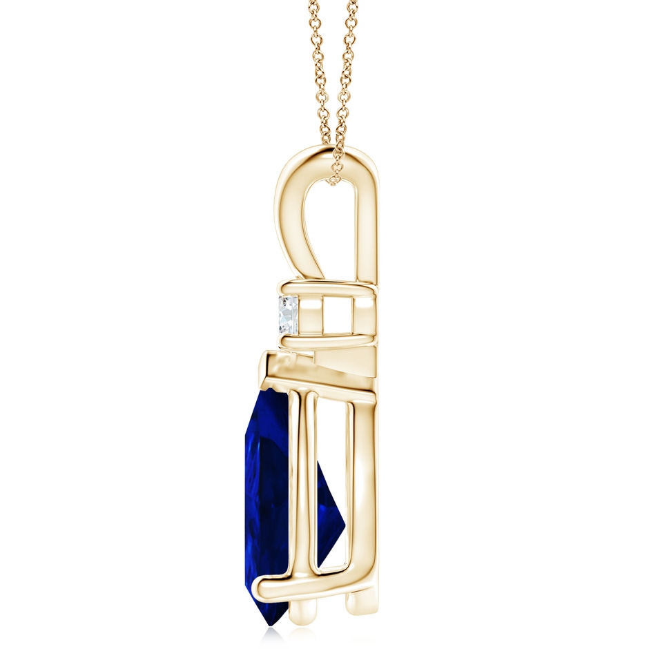 14x10mm Lab-Grown Blue Sapphire Teardrop Pendant with Diamond in Yellow Gold side 199
