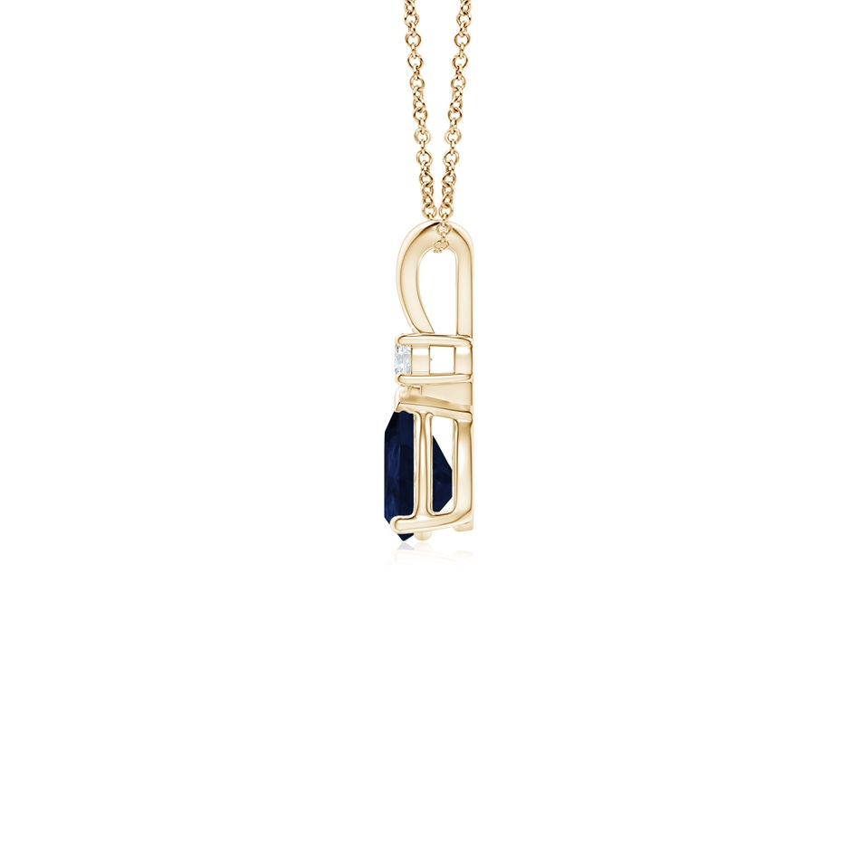 6x4mm A Blue Sapphire Teardrop Pendant with Diamond in 10K Yellow Gold side 199