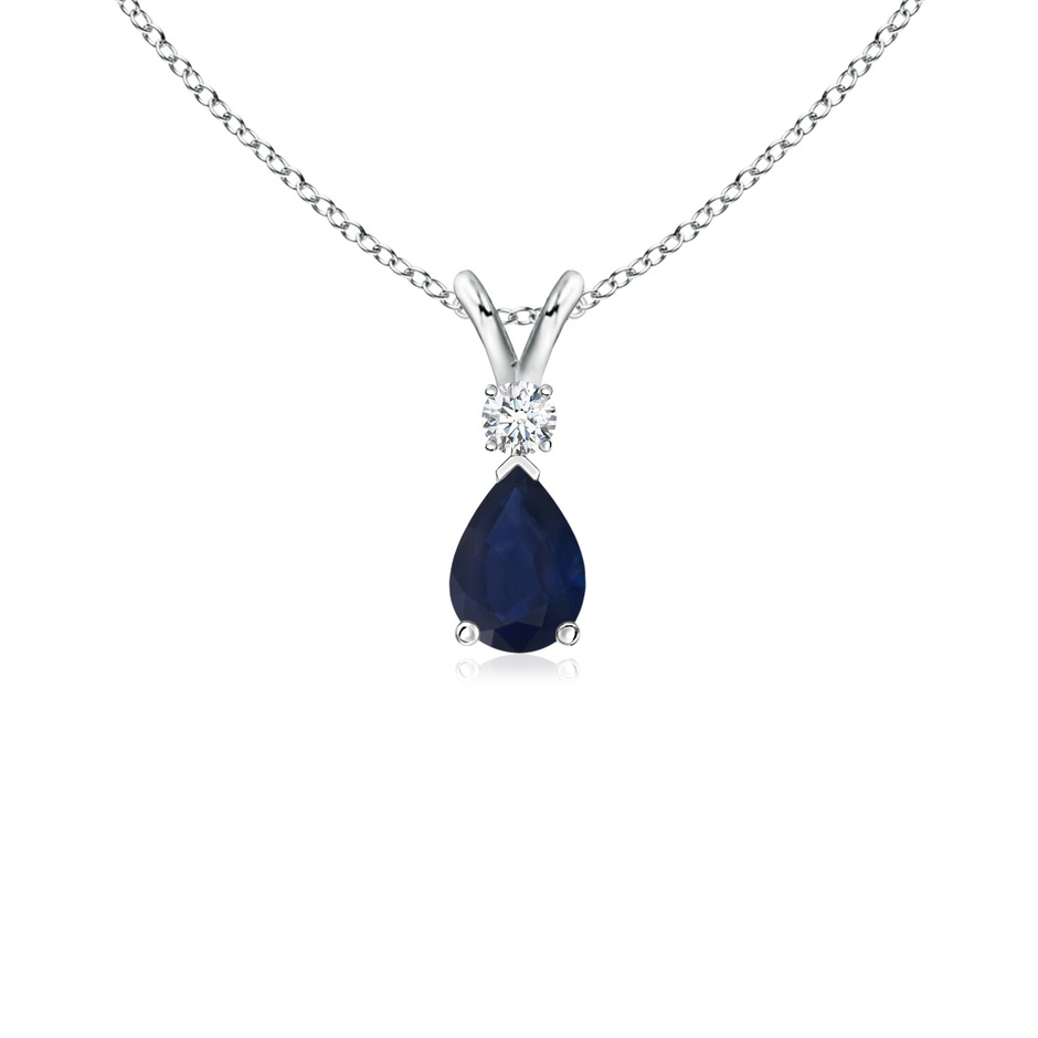 6x4mm A Blue Sapphire Teardrop Pendant with Diamond in P950 Platinum 