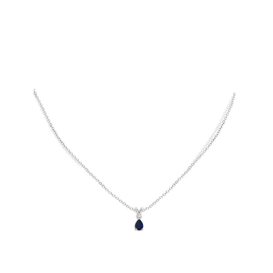 6x4mm A Blue Sapphire Teardrop Pendant with Diamond in P950 Platinum pen