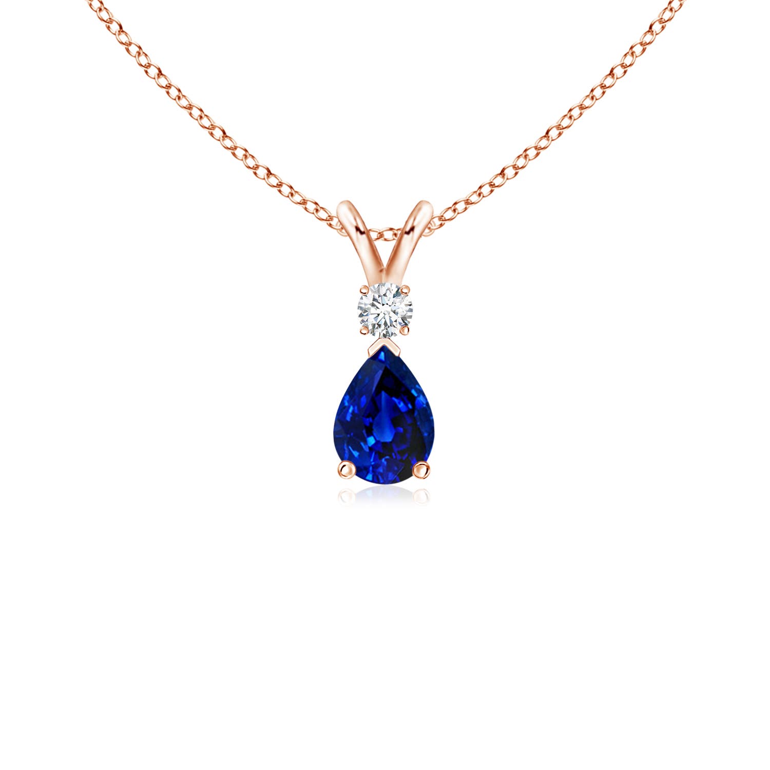 AAAA- Blue Sapphire / 0.44 CT / 14 KT Rose Gold