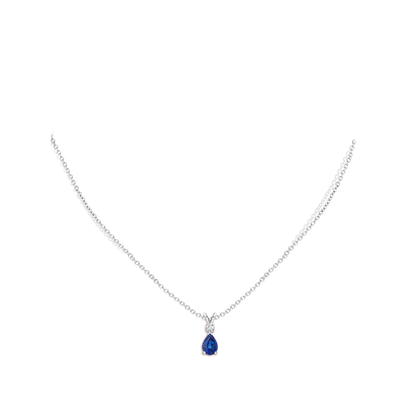 Natural Sapphire & Natural Diamond Pendant (22 in)