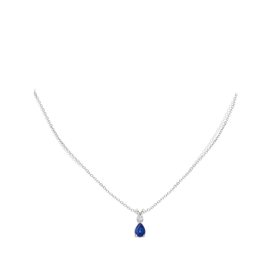 Blue Sapphire Teardrop Pendant with Diamond