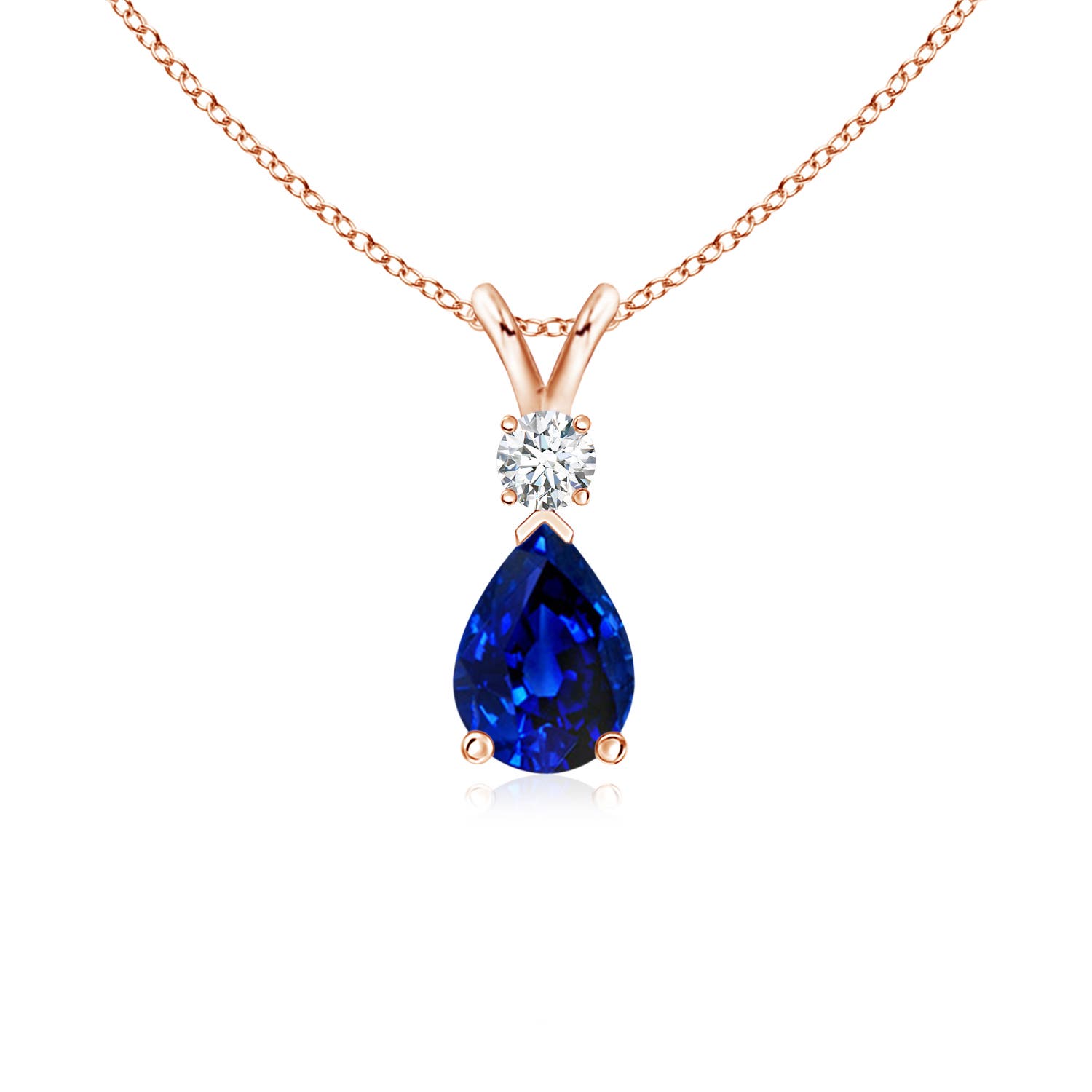 AAAA- Blue Sapphire / 0.82 CT / 14 KT Rose Gold
