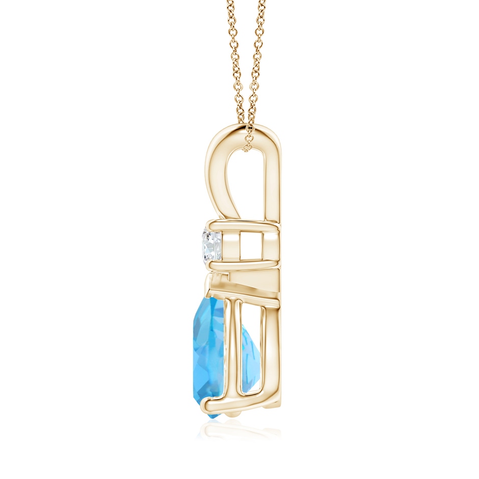10x7mm AA Prong-Set Swiss Blue Topaz Teardrop V-Bale Pendant with Diamond in Yellow Gold side 199