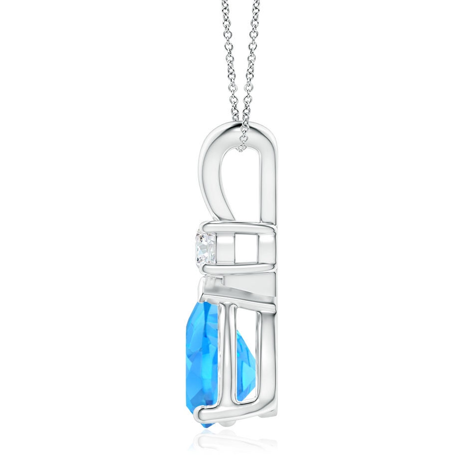 12x8mm AAAA Prong-Set Swiss Blue Topaz Teardrop V-Bale Pendant with Diamond in 9K White Gold side 199
