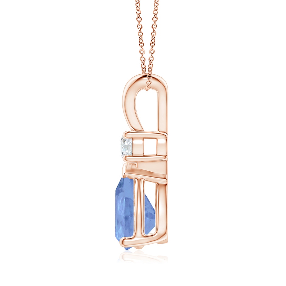 10x7mm A Prong-Set Tanzanite Teardrop V-Bale Pendant with Diamond in Rose Gold side 199