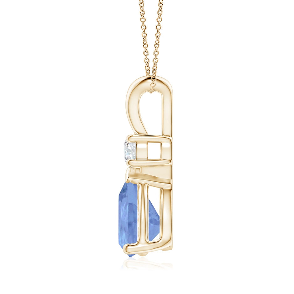 10x7mm A Prong-Set Tanzanite Teardrop V-Bale Pendant with Diamond in Yellow Gold side 199