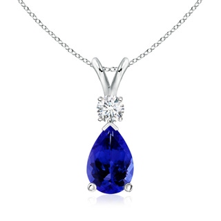 10x7mm AAAA Tanzanite Teardrop Pendant with Diamond in 9K White Gold