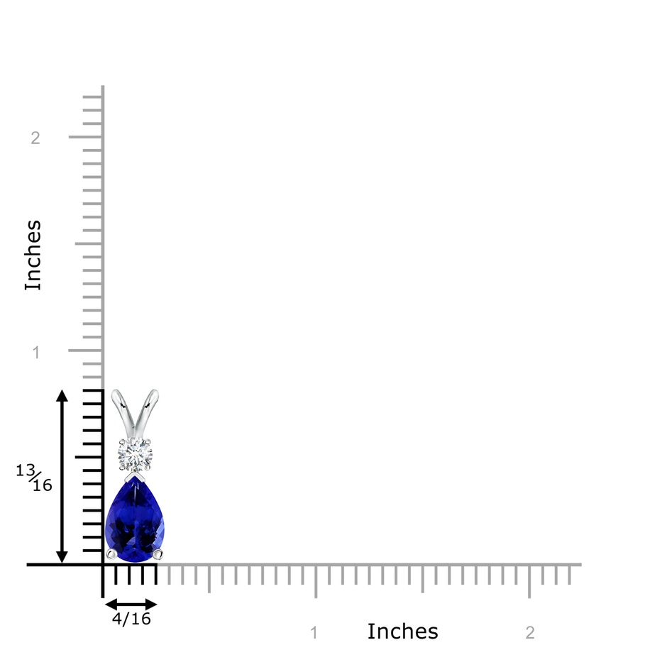 10x7mm AAAA Tanzanite Teardrop Pendant with Diamond in White Gold ruler