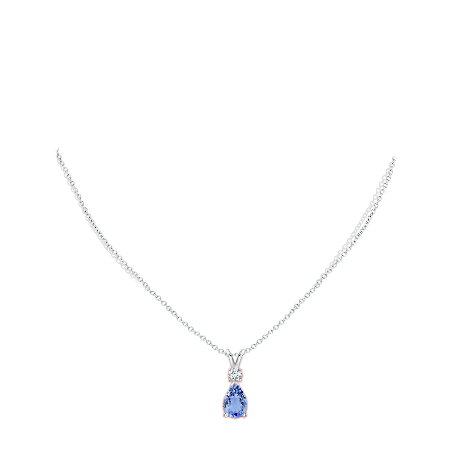 12x8mm A Prong-Set Tanzanite Teardrop V-Bale Pendant with Diamond in P950 Platinum pen