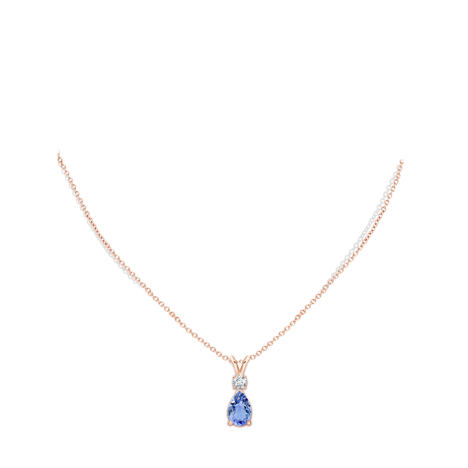12x8mm A Prong-Set Tanzanite Teardrop V-Bale Pendant with Diamond in Rose Gold pen