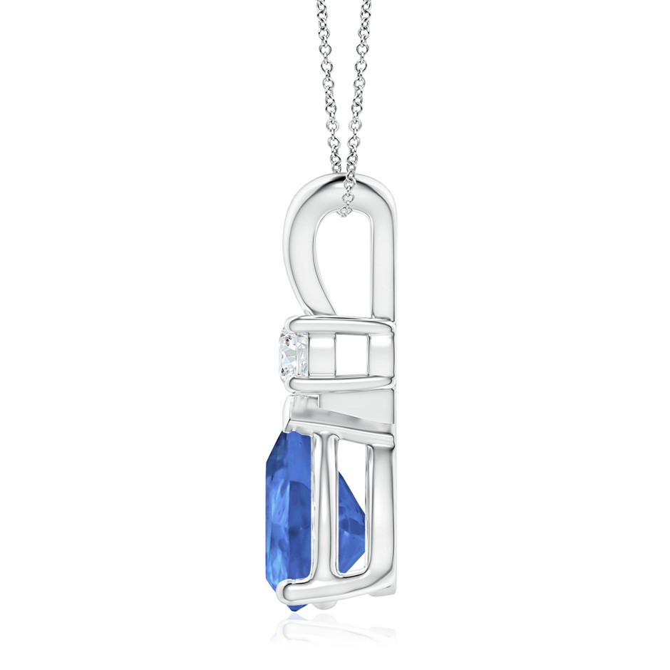 12x8mm AA Prong-Set Tanzanite Teardrop V-Bale Pendant with Diamond in P950 Platinum side 199