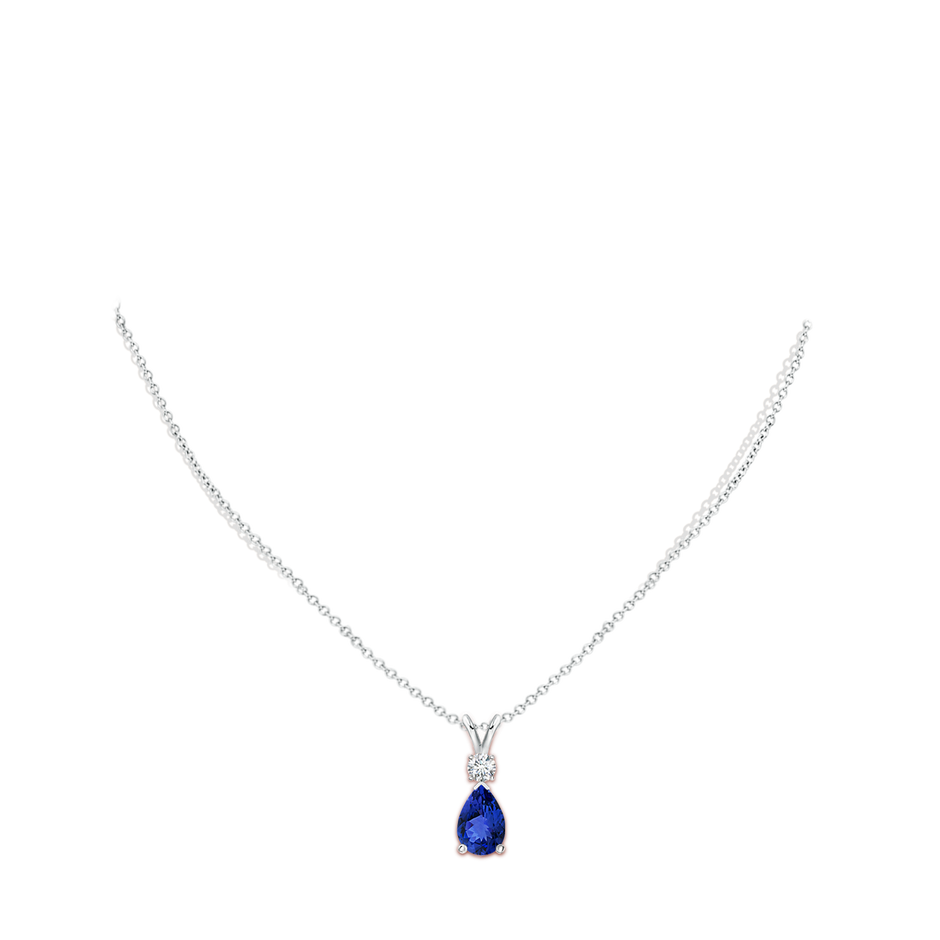 12x8mm AAA Prong-Set Tanzanite Teardrop V-Bale Pendant with Diamond in White Gold pen