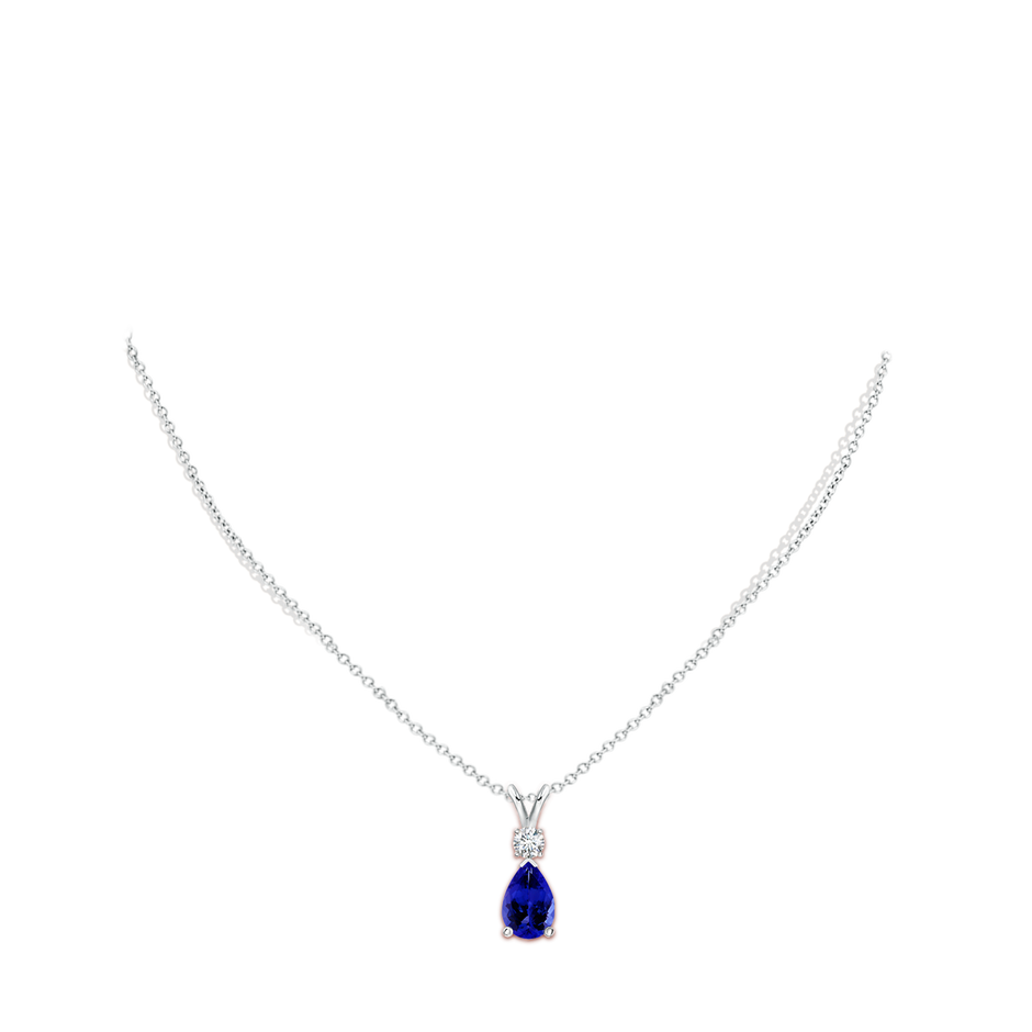 12x8mm AAAA Prong-Set Tanzanite Teardrop V-Bale Pendant with Diamond in P950 Platinum pen