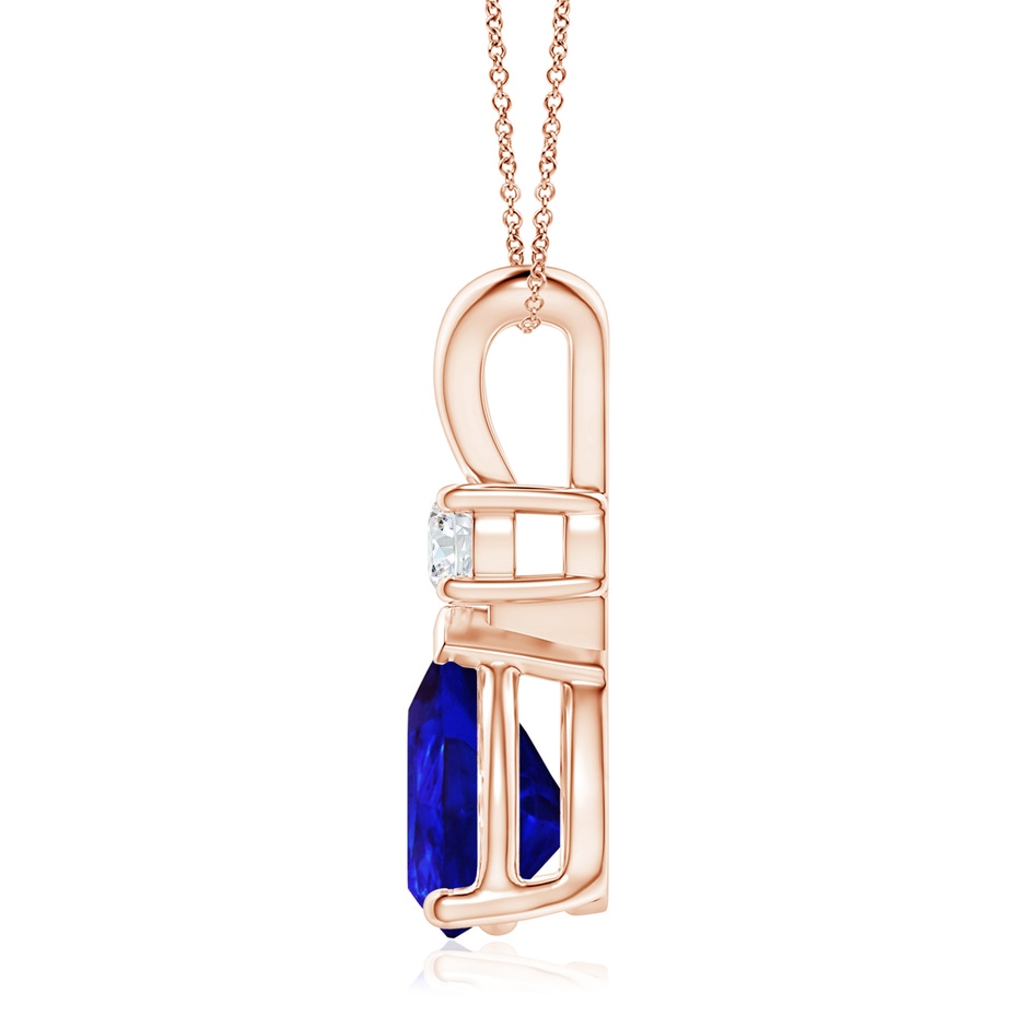 12x8mm AAAA Prong-Set Tanzanite Teardrop V-Bale Pendant with Diamond in Rose Gold side 199