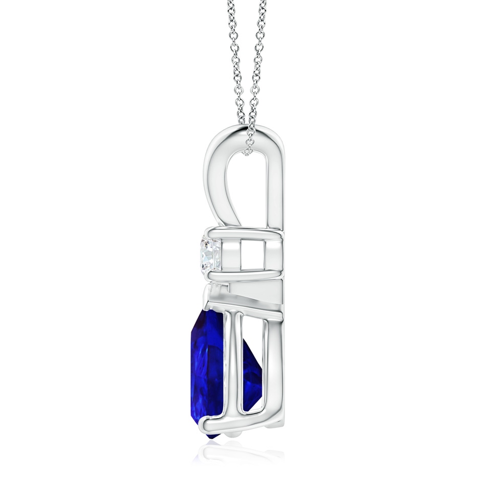 12x8mm AAAA Prong-Set Tanzanite Teardrop V-Bale Pendant with Diamond in White Gold side 199
