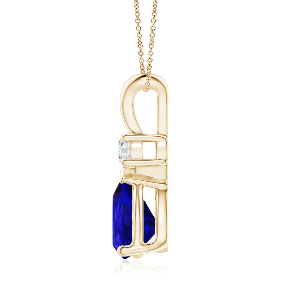 12x8mm AAAA Prong-Set Tanzanite Teardrop V-Bale Pendant with Diamond in Yellow Gold side 199