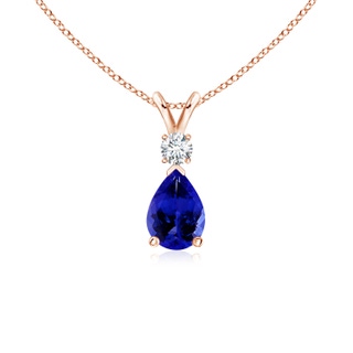 7x5mm AAAA Tanzanite Teardrop Pendant with Diamond in Rose Gold