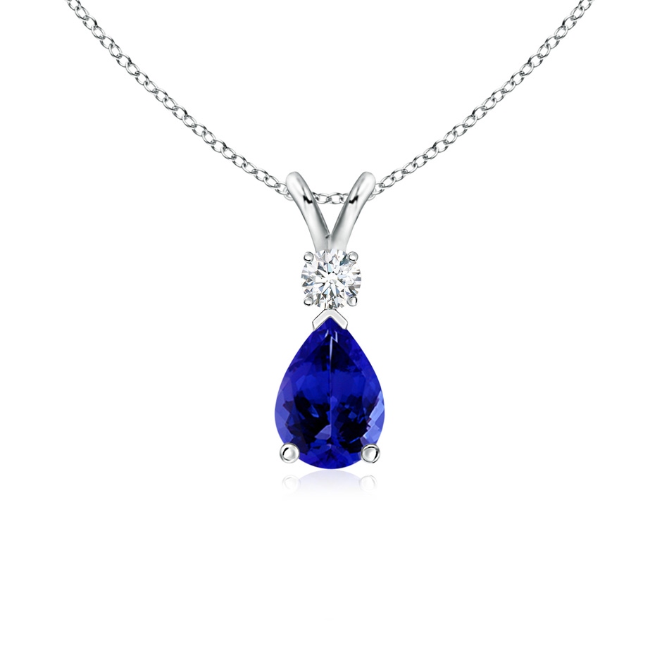 7x5mm AAAA Tanzanite Teardrop Pendant with Diamond in White Gold 