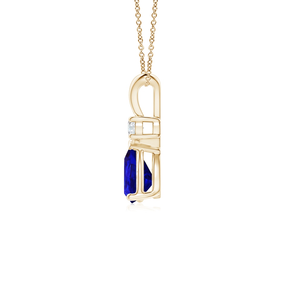 7x5mm AAAA Prong-Set Tanzanite Teardrop V-Bale Pendant with Diamond in Yellow Gold side 199