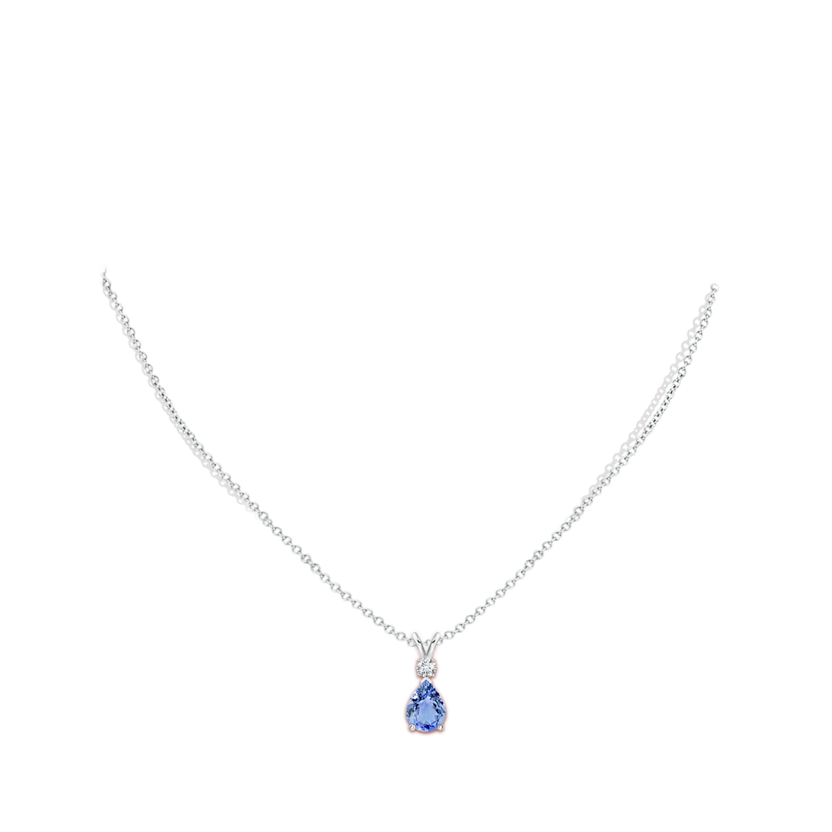 8x6mm A Prong-Set Tanzanite Teardrop V-Bale Pendant with Diamond in S999 Silver pen