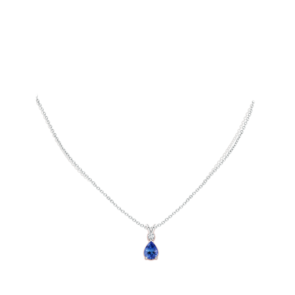 8x6mm AA Prong-Set Tanzanite Teardrop V-Bale Pendant with Diamond in S999 Silver pen