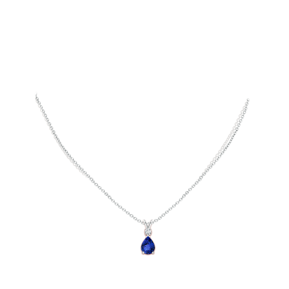 8x6mm AAA Prong-Set Tanzanite Teardrop V-Bale Pendant with Diamond in White Gold pen